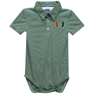 Infant Vive La Fete Green Miami Hurricanes Polo Pencil Stripe Bodysuit
