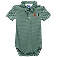 Infant Vive La Fete  Green Miami Hurricanes Polo Pencil Stripe Bodysuit