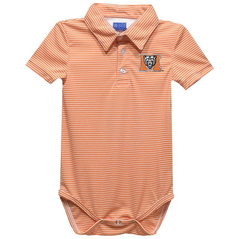 Infant Vive La Fete  Orange Mercer Bears Polo Pencil Stripe Bodysuit