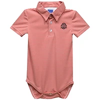 Infant Vive La Fete  Red Ohio State Buckeyes Polo Pencil Stripe Bodysuit