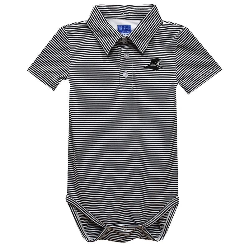 Infant Vive La Fete  Black Providence Friars Polo Pencil Stripe Bodysuit