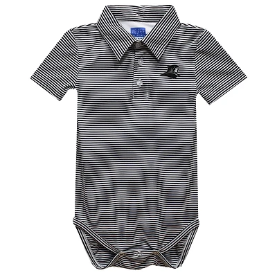 Infant Vive La Fete  Black Providence Friars Polo Pencil Stripe Bodysuit