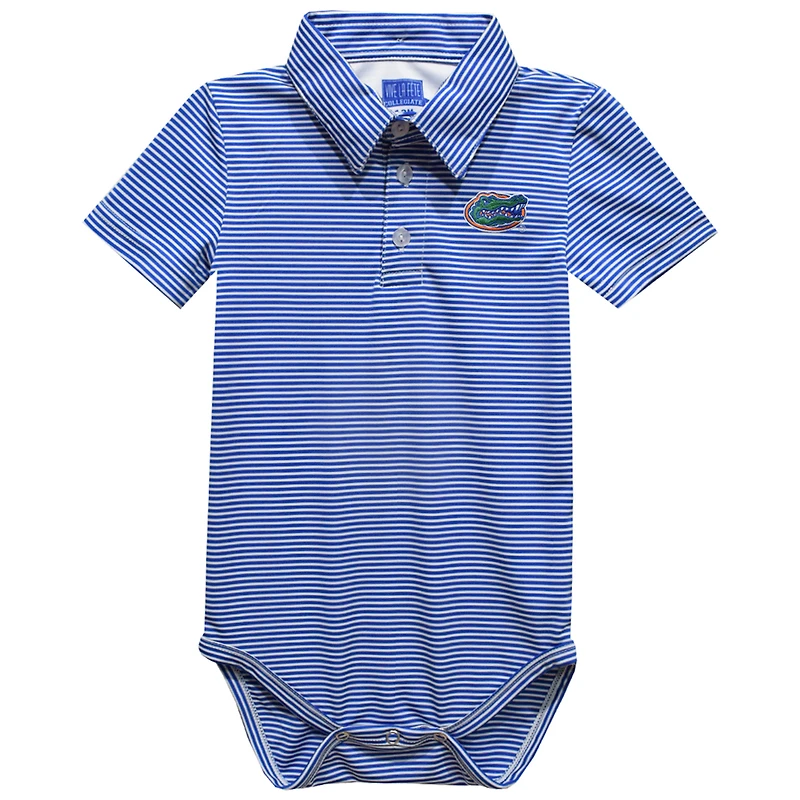 Infant Vive La Fete  Royal Florida Gators Polo Pencil Stripe Bodysuit