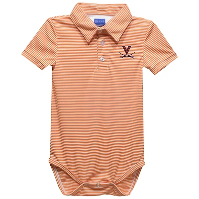 Infant Vive La Fete  Orange Virginia Cavaliers Polo Pencil Stripe Bodysuit