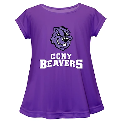 Youth Vive La Fete  Purple City College of New York Beavers Toddler A-Line Top