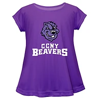Youth Vive La Fete  Purple City College of New York Beavers Toddler A-Line Top