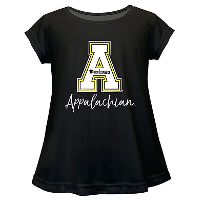 Youth Vive La Fete  Black Appalachian State Mountaineers A-Line Top