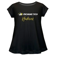 Youth Vive La Fete  Black Michigan Tech Huskies A-Line Top