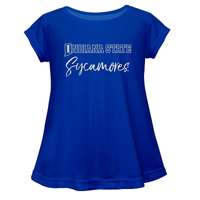 Youth Vive La Fete  Blue Indiana State Sycamores A-Line Top