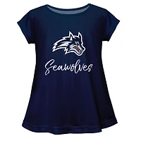 Youth Vive La Fete  Navy Stony Brook Seawolves A-Line Top