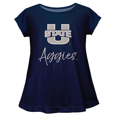 Youth Vive La Fete  Navy Utah State Aggies A-Line Top