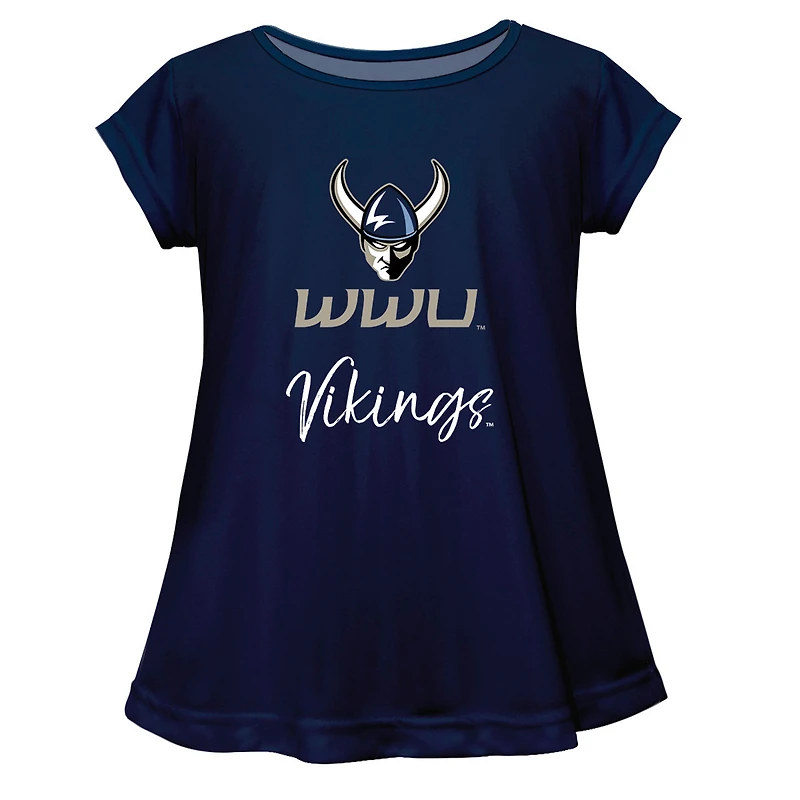 Youth Vive La Fete  Navy Western Washington Vikings A-Line Top