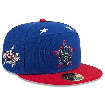 Men's New Era Blue/Red  Milwaukee Brewers 2025 MLB All-Star Game Workout Side Patch 59FIFTY Fitted Hat