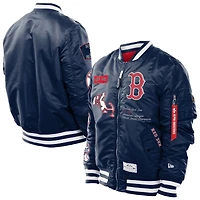 Men's New Era x Alpha Industries  Navy Boston Red Sox MA-1 Retro Full-Zip Bomber Jacket