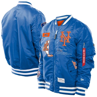 Men's New Era x Alpha Industries  Royal New York Mets MA-1 Retro Full-Zip Bomber Jacket