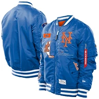 Men's New Era x Alpha Industries  Royal New York Mets MA-1 Retro Full-Zip Bomber Jacket