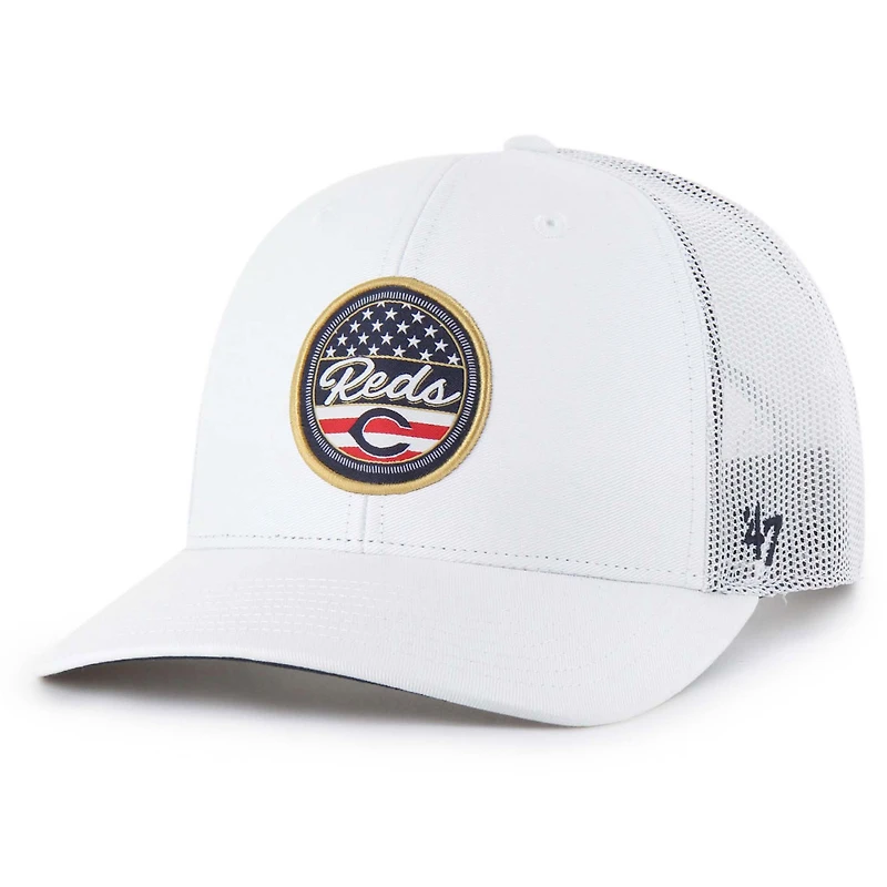 Men's '47 White Cincinnati Reds Homage Adjustable Trucker Hat