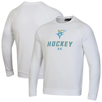 Men's Under Armour  White LIU Sharks Hockey Rival Fleece Pullover Sweatshirt