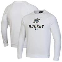 Men's Under Armour  White Merrimack College Warriors Hockey Rival Fleece Pullover Sweatshirt