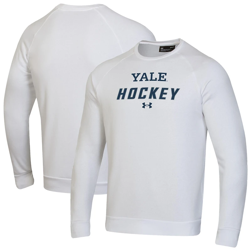Men's Under Armour  White Yale Bulldogs Hockey Rival Fleece Pullover Sweatshirt