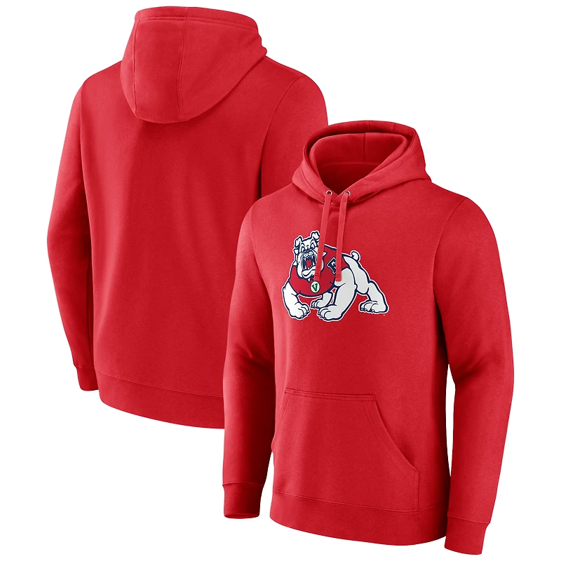 Men's Red Fresno State Bulldogs Primary Logo Pullover Hoodie