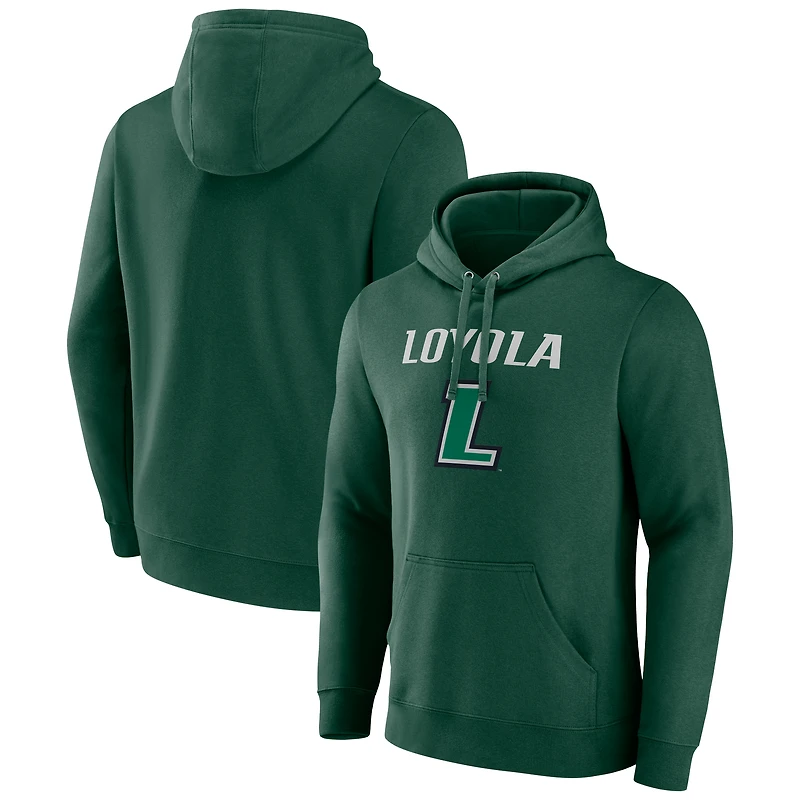 Men's Green Loyola Greyhounds Primary Logo Pullover Hoodie