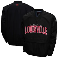 Men's Franchise Club Black Louisville Cardinals Windshell FC Member V-Neck Pullover Jacket