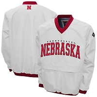 Men's Franchise Club White Nebraska Huskers Windshell FC Member V-Neck Pullover Jacket