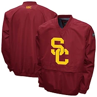 Men's Franchise Club Cardinal USC Trojans Big Logo Windshell V-Neck Pullover Jacket