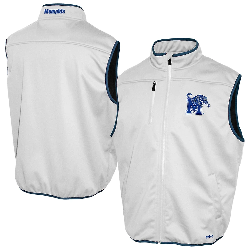 Men's Franchise Club White Memphis Tigers Softshell Full-Zip Vest