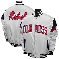 Men's Franchise Club  White Ole Miss Rebels Power Satin Full-Snap Jacket