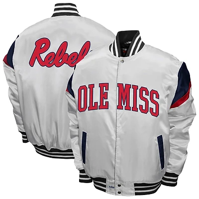 Men's Franchise Club White Ole Miss Rebels Power Satin Full-Snap Jacket