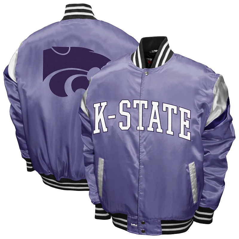 Men's Franchise Club Purple Kansas State Wildcats Power Satin Full-Snap Jacket