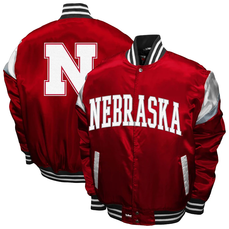 Men's Franchise Club  Scarlet Nebraska Huskers Power Satin Full-Snap Jacket