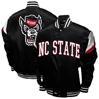 Men's Franchise Club  Black NC State Wolfpack Power Satin Full-Snap Jacket