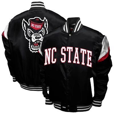 Men's Franchise Club  Black NC State Wolfpack Power Satin Full-Snap Jacket