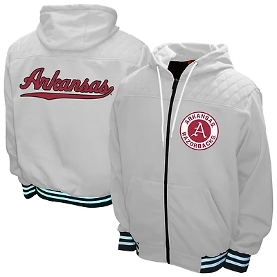 Men's Franchise Club White Arkansas Razorbacks Walk-On Full-Zip Hoodie Jacket