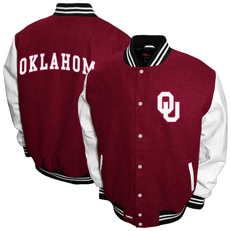 Men's Franchise Club Crimson Oklahoma Sooners Big & Tall Graduate Full-Snap Jacket