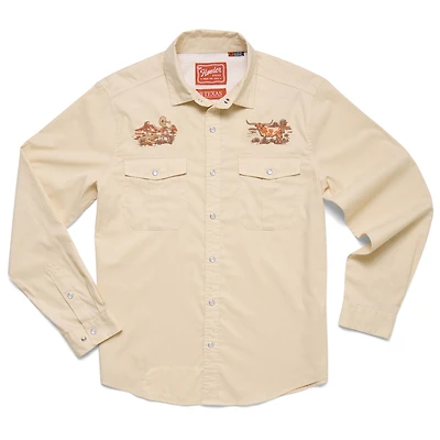 Men's Tan Texas Longhorns x Howler Brothers Gaucho Long Sleeve Full-Snap Shirt