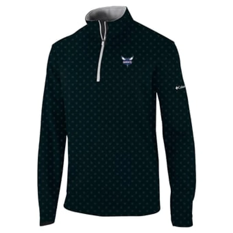 Men's Columbia Black Charlotte Hornets Omni-Wick Wickhams Hills Quarter-Zip Pullover Top