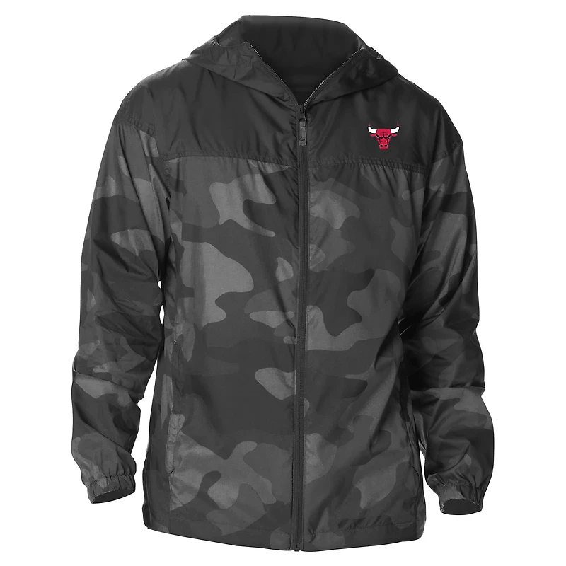 Men's Columbia Black Chicago Bulls Camo Flash Challenger Windbreaker Full-Zip Jacket
