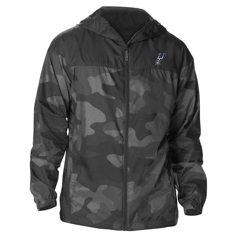 Men's Columbia Black San Antonio Spurs Camo Flash Challenger Windbreaker Full-Zip Jacket