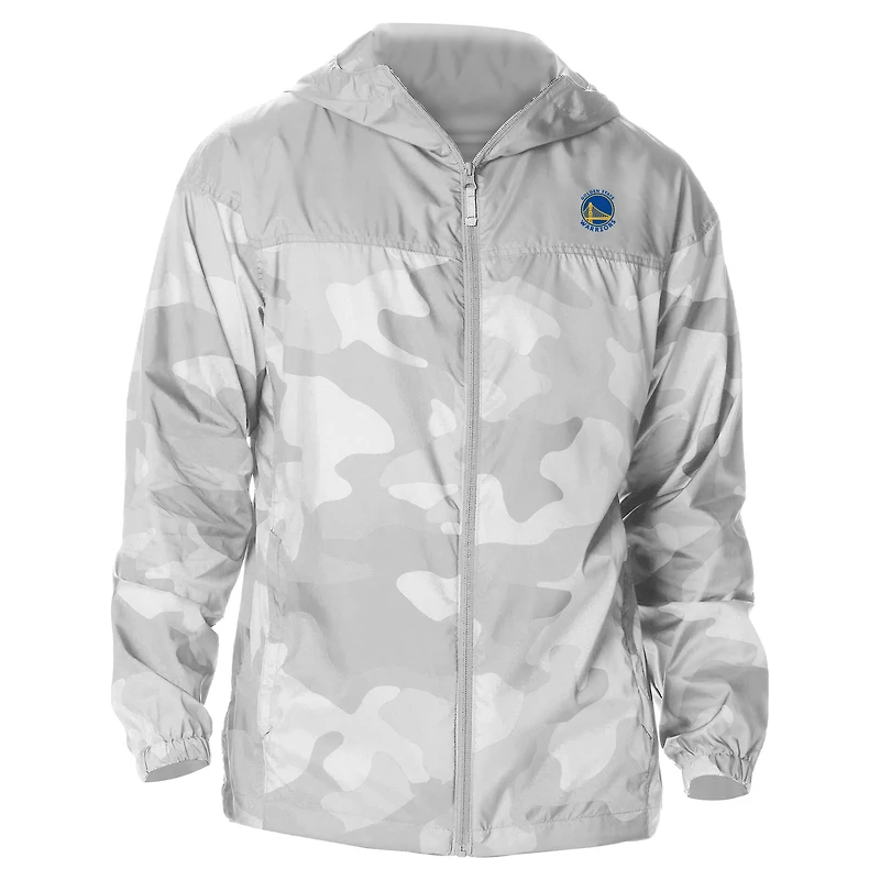 Men's Columbia Gray Golden State Warriors Camo Flash Challenger Windbreaker Full-Zip Jacket