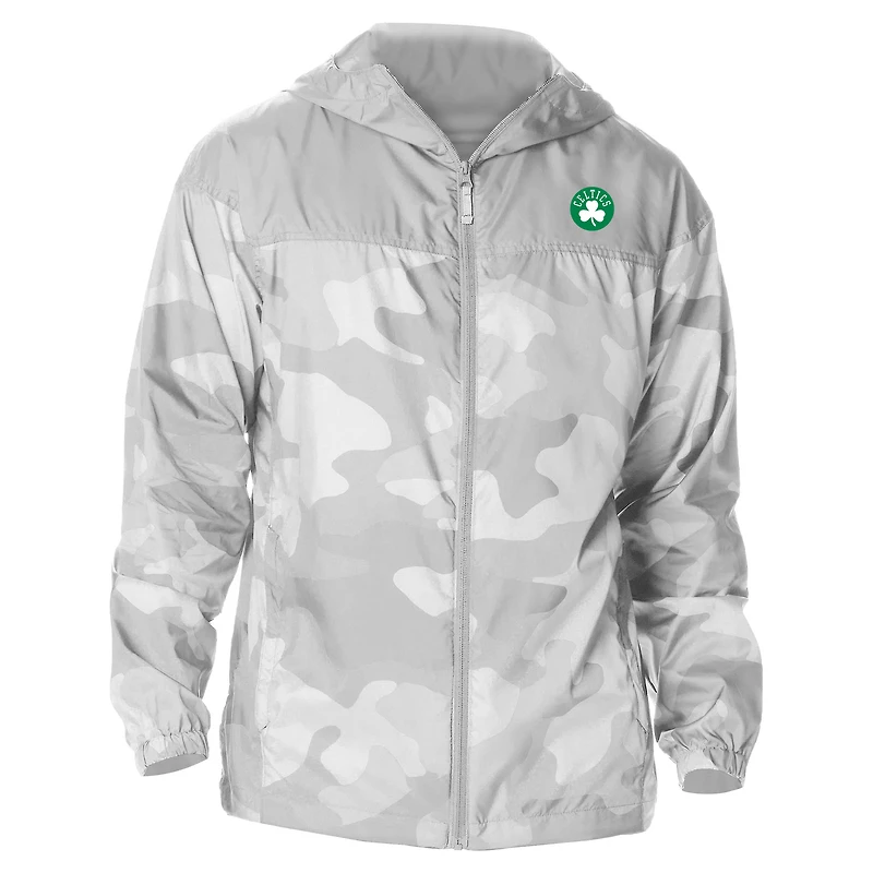 Men's Columbia  Gray Boston Celtics Camo Flash Challenger Windbreaker Full-Zip Jacket