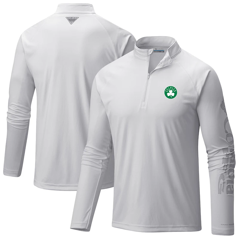 Men's Columbia Boston Celtics Terminal Tackle Raglan Omni-Shade Quarter-Zip Jacket