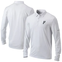 Men's Columbia White San Antonio Spurs Omni-Wick Pin High Long Sleeve Polo
