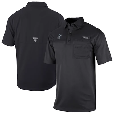 Men's Columbia Black San Antonio Spurs Omni-Wick Flycaster Pocket Polo