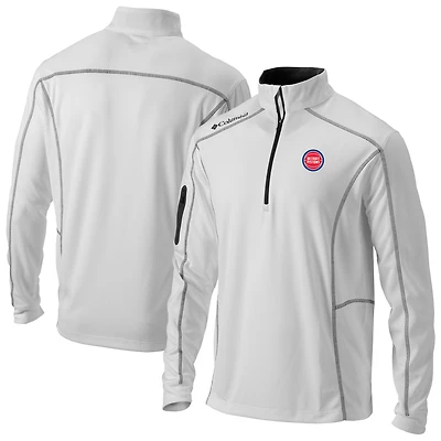 Men's Columbia White Detroit Pistons Omni-Wick Shotgun Quarter-Zip Pullover