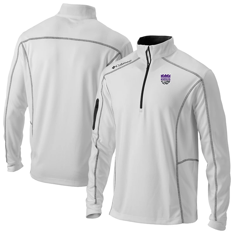 Men's Columbia White Sacramento Kings Omni-Wick Shotgun Quarter-Zip Pullover