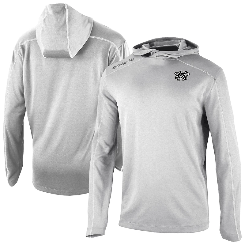 Men's Columbia Gray Brooklyn Nets Omni-Wick Shotgun Pullover Hoodie